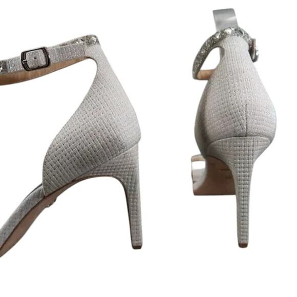 Badgley Mischka Shoes Womens 8.5 Sandal Pumps Ankle Strap Formal Rhinestone Grey - Picture 6 of 16